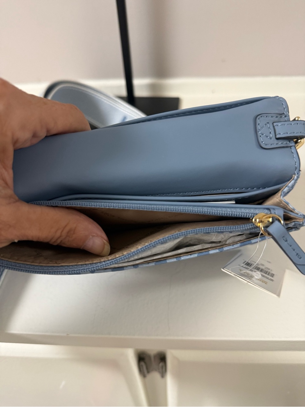 Michael Kors Phone Wallet, Light Blue MK Monogram Crossbody! NWT!! - Picture 6 of 8